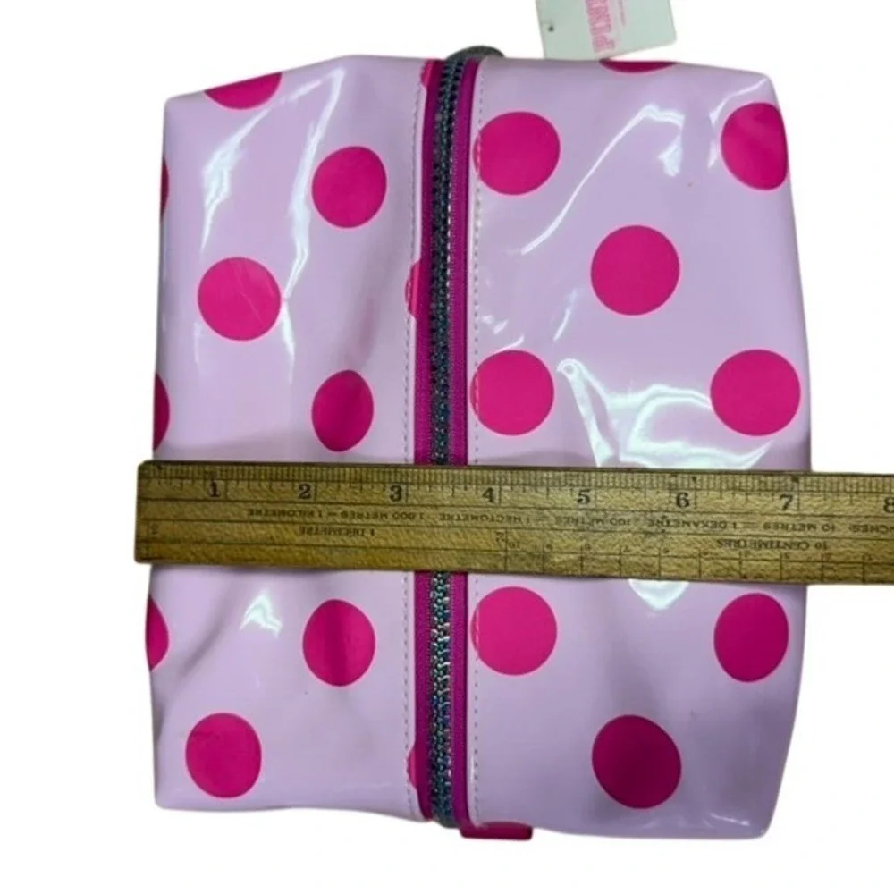 Victoria's Secret PINK Polka Dot Makeup Bag Pink Holographic Logo NWT